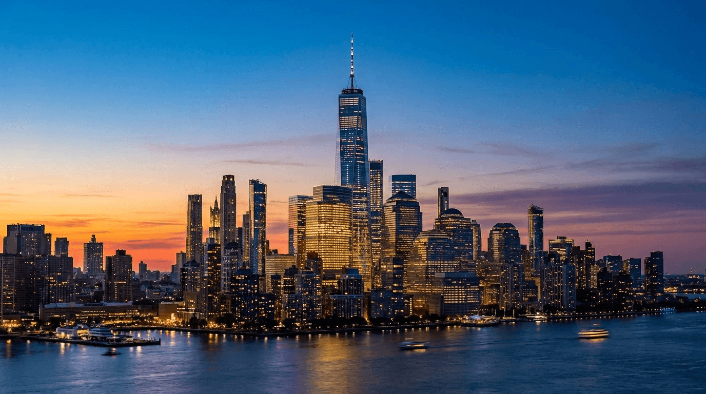 New York skyline at night