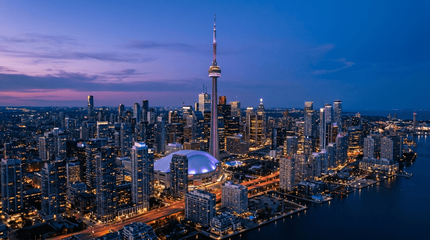 Toronto skyline at dusk